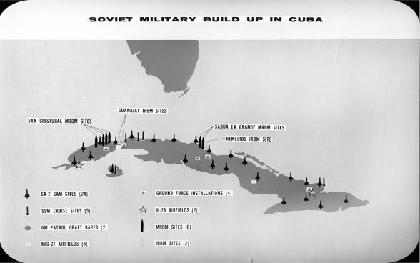 Raketen-Luftwaffenstützpunkte in Kuba im Oktober 1962 (US-Grafik) 