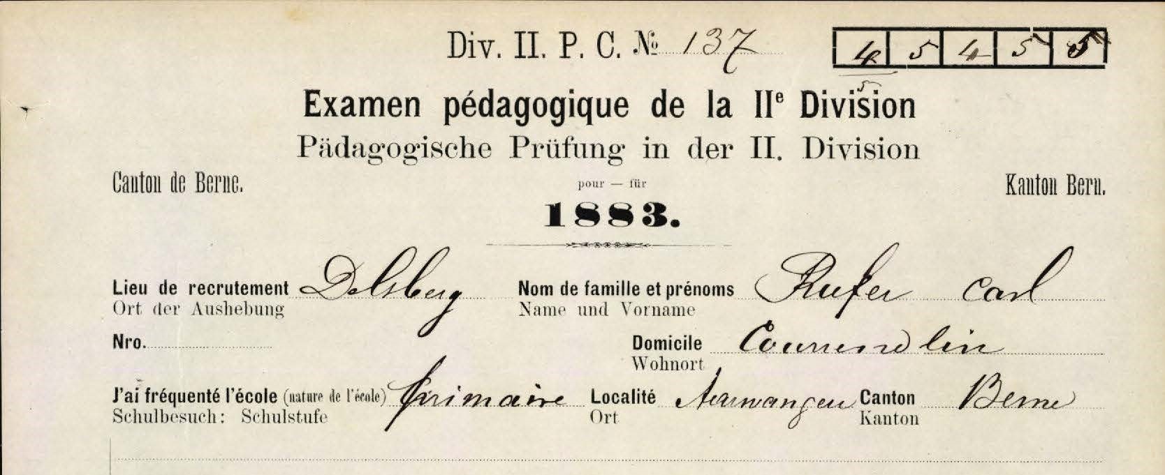 Pädagogische Rekrutenprüfung von Carl Rufer, 1883.