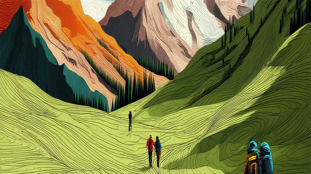 Key Visual «Unterwegs. Wandern in der Schweiz», DMA, KI-generiert