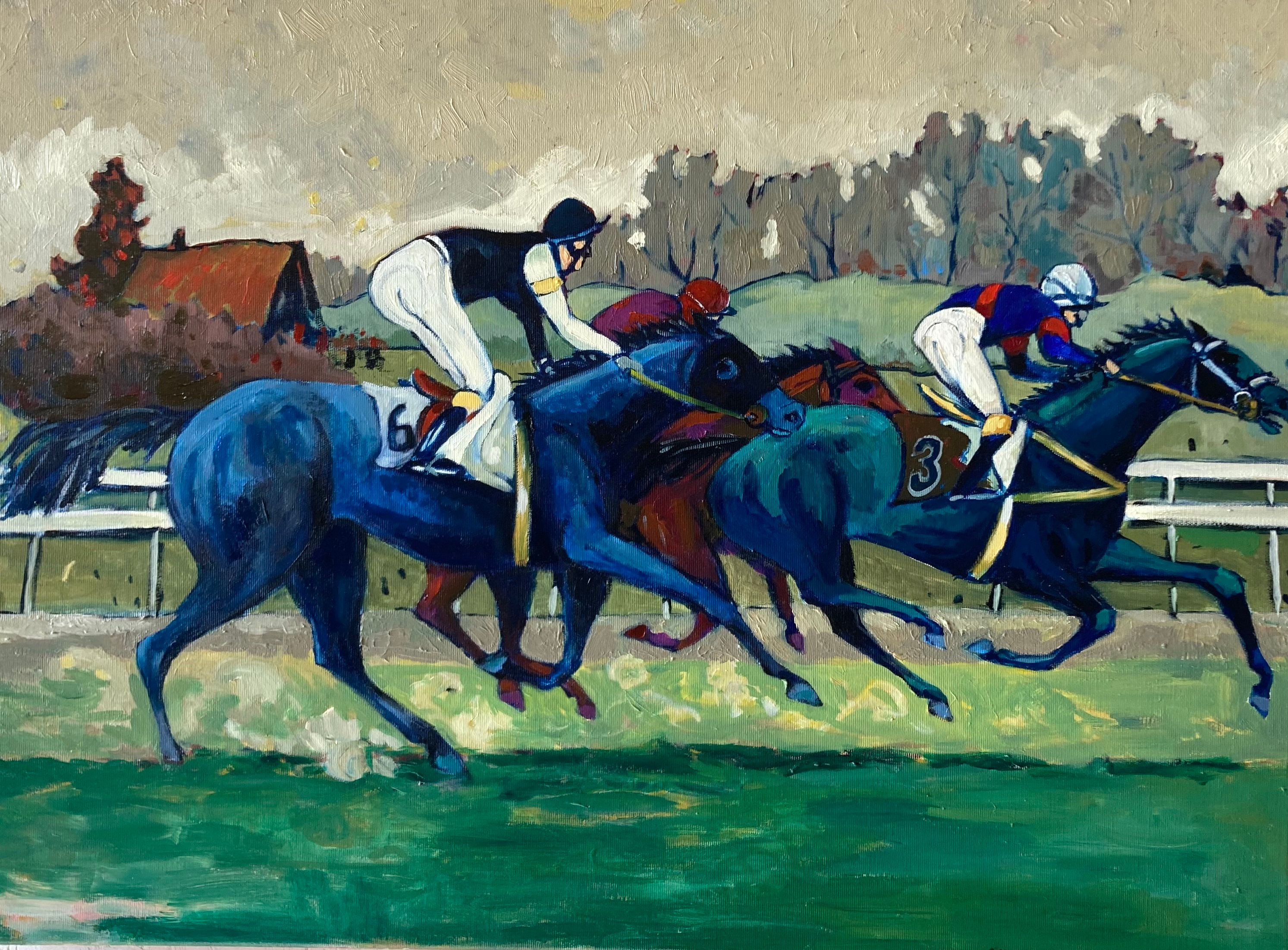 Auf dem Bild sieht man eine Illustration des Malers Henry Althaus mit dem Titel «Im Flachrennen».