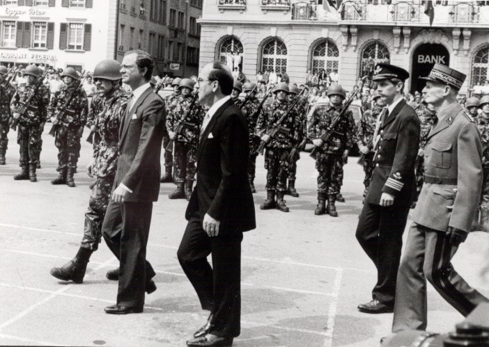 König Carl Gustav, Kurt Furgler, Ehrenformation1985