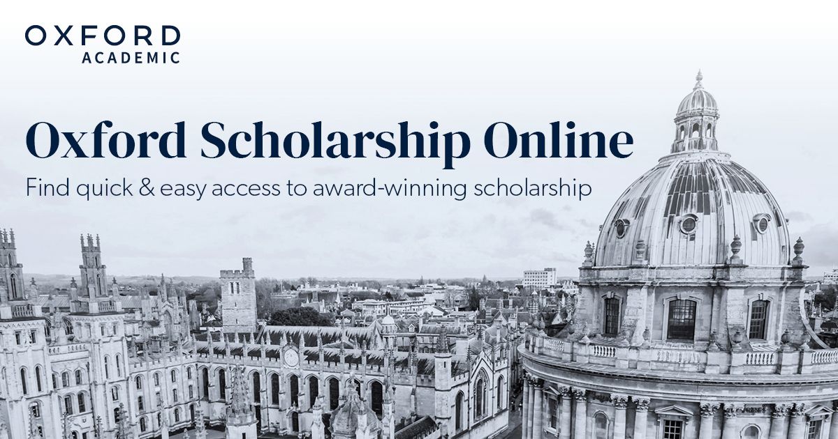 Logo von Oxford Scholarship Online auf einem Hintergrund, der eine Stadtansicht zeigt.