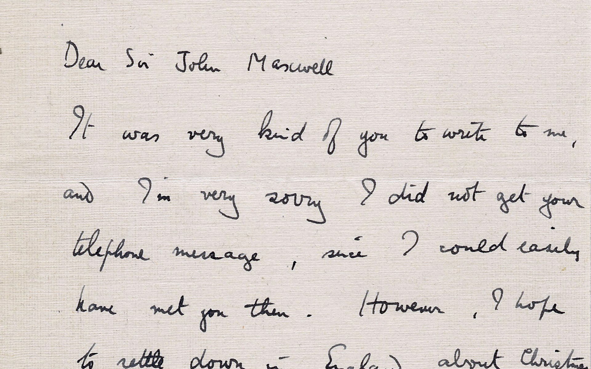 Ausschnitt aus dem eigenhändigen Brief von T. E. Lawrence an John Maxwell, London, 8.11.1918 (Heberlein-Sammlung, Nr. 384)