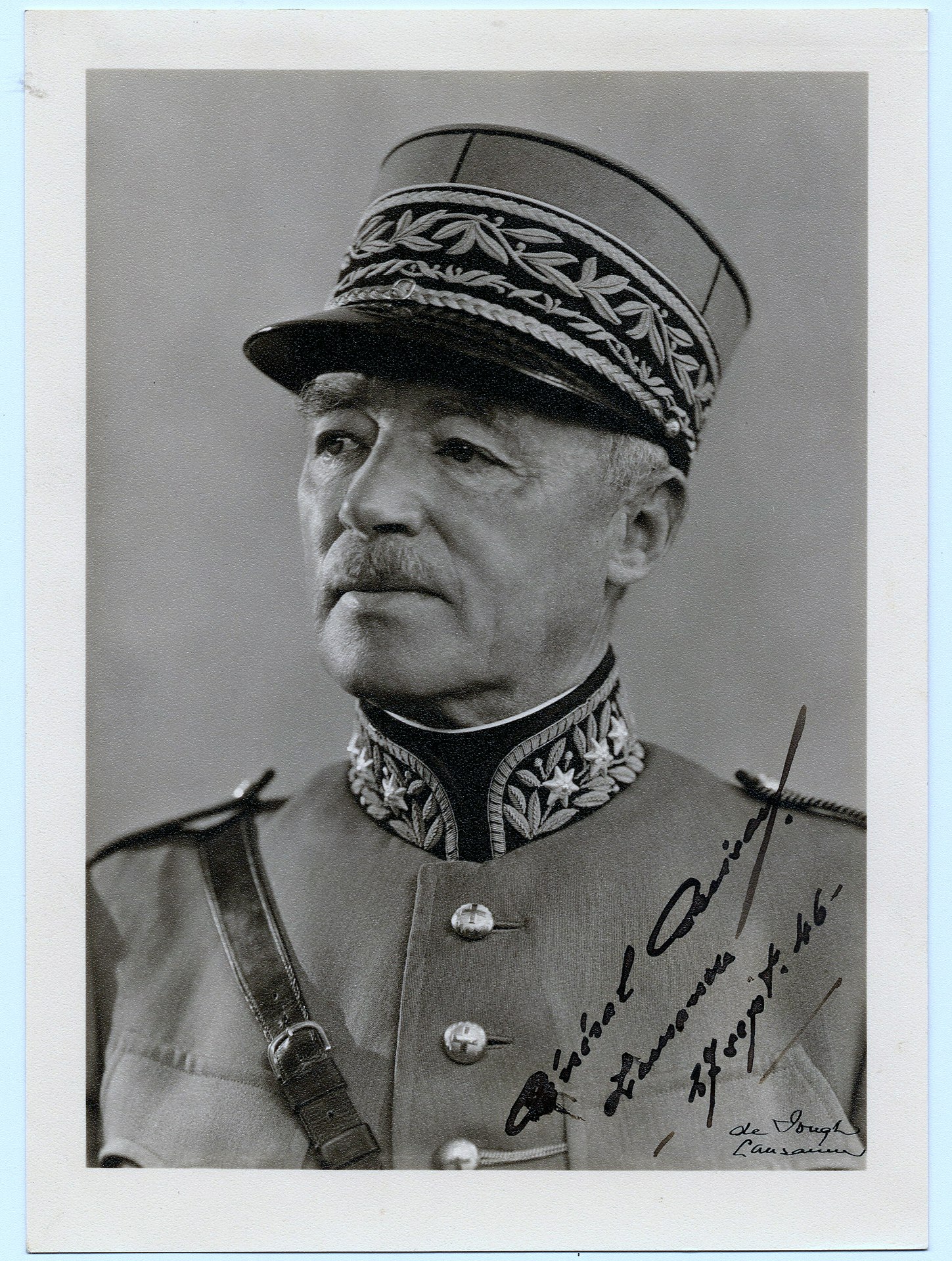 Autogrammkarte von Henri Guisan, Lausanne, 27. September 1946