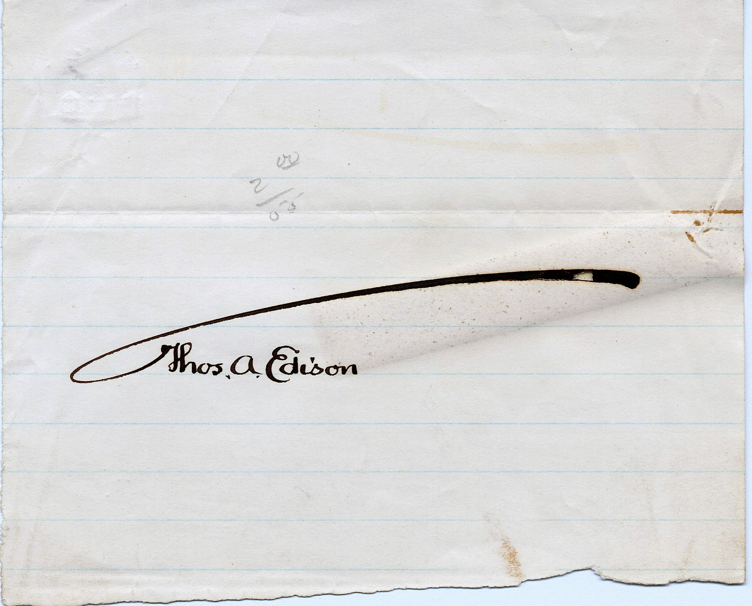 Unterschrift des amerikanischen Erfinders und Unternehmers Thomas A. Edison