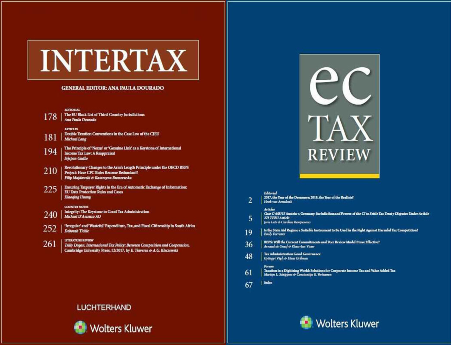 Couverture des magazines Intertax und EC Tax Review